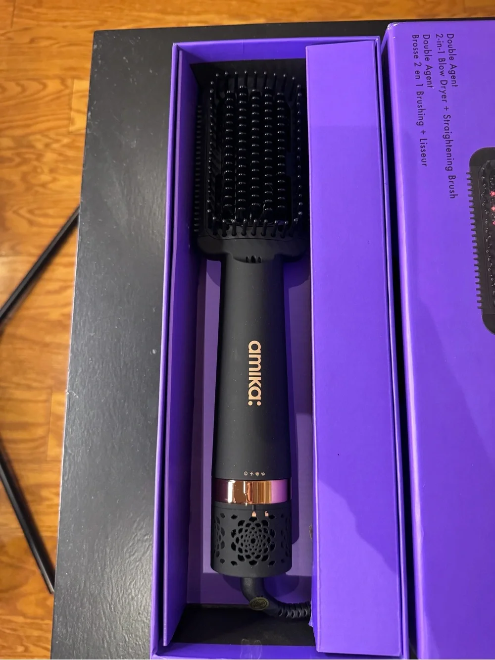 amika 2-in-1 Blow Dryer & Straightening Brush - Purple and Black - Picture 4 of 4